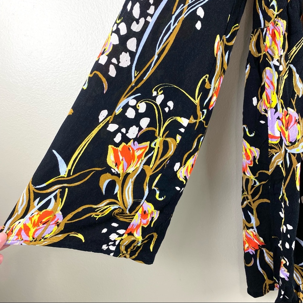 Free People Bella Floral Print Tunic Black Onyx L - Picture 4 of 10